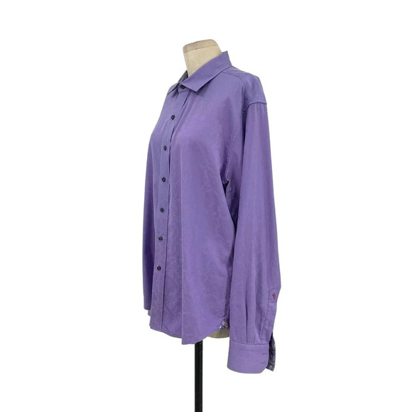 Robert Graham Purple Jacquard Textured Classic Fit Button Down Top‎ Size XL - Picture 5 of 11